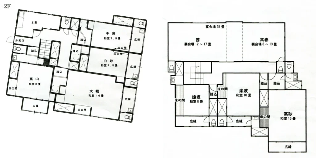 ほり多旅館　2階平面図